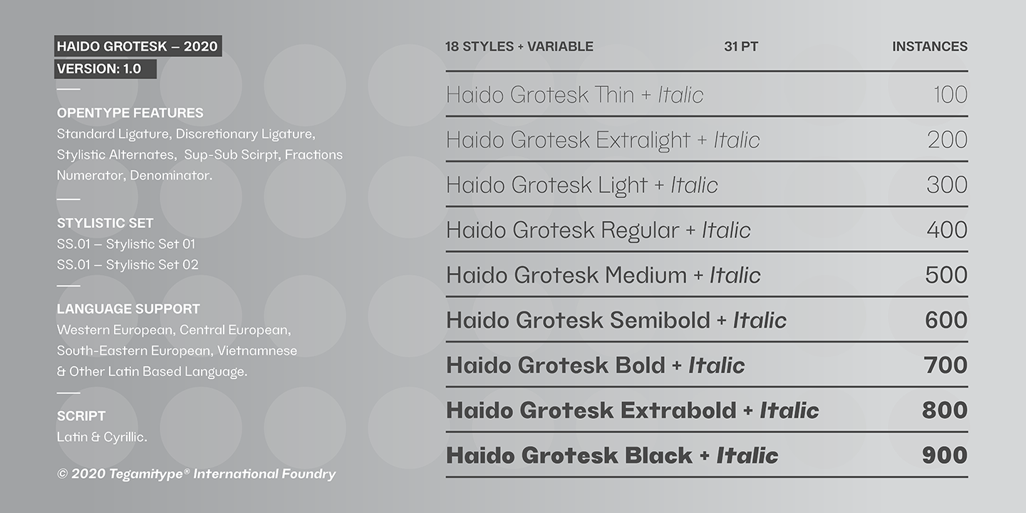 Przykład czcionki TG Haido Grotesk Light Italic